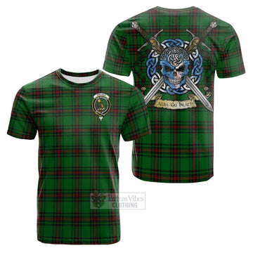 Kinloch Tartan Cotton T-shirt with Family Crest Celtic Skull Style Kid's Shirt - Tartan Vibes Clothing