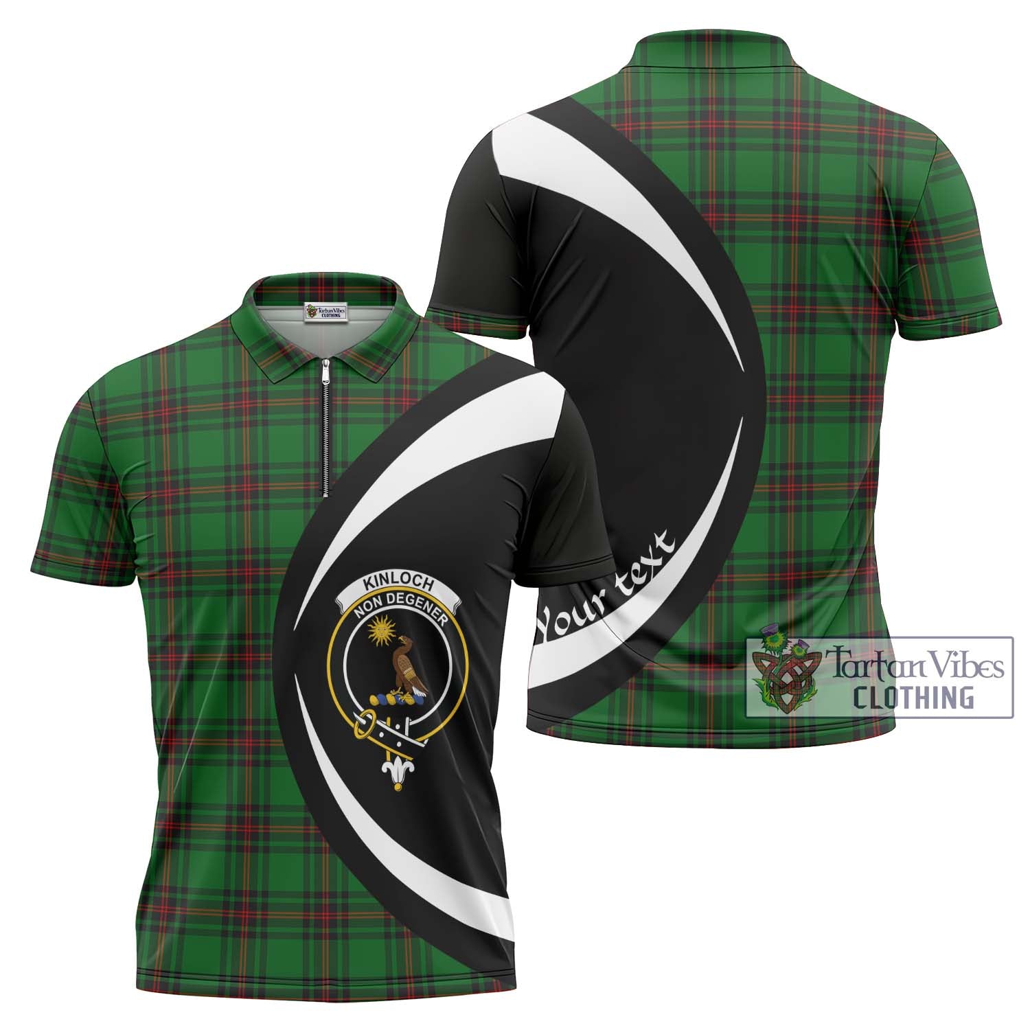 Kinloch Tartan Zipper Polo Shirt with Family Crest Circle Style Unisex - Tartan Vibes Clothing
