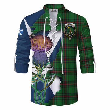Tartan Vibes Clothing Kinloch Tartan Family Crest Ghillie Kilt Shirt Scottish Thistle Celtic Inspired