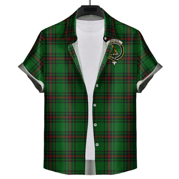 Kinloch Tartan Short Sleeve Button Down Shirt with Family Crest