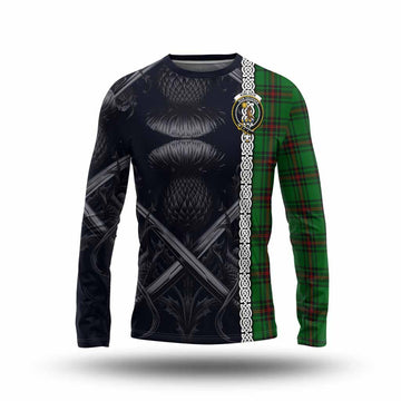 Kinloch Tartan Long Sleeve T-Shirt with Family Crest Cross Sword Thistle Celtic Vibes Unisex - Tartan Vibes Clothing