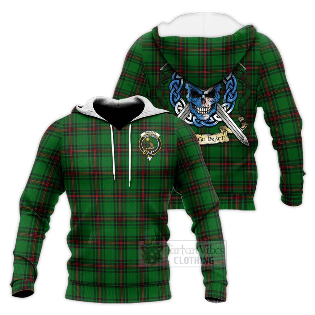 Kinloch Tartan Knitted Hoodie with Family Crest Celtic Skull Style Unisex Knitted Pullover Hoodie - Tartan Vibes Clothing