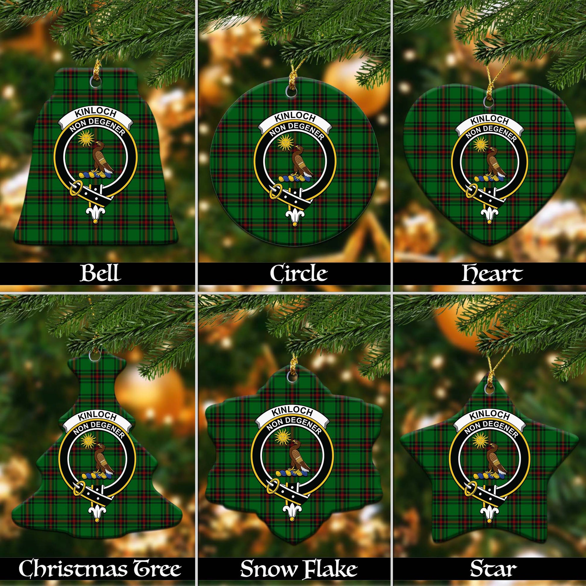 Kinloch Tartan Christmas Ceramic Ornaments with Family Crest Ceramic - Tartan Vibes Clothing