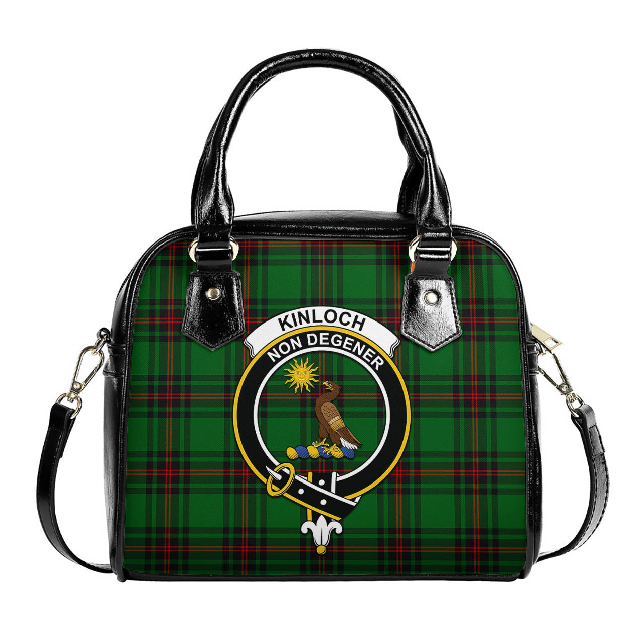 Kinloch Tartan Shoulder Handbags with Family Crest One Size 9*21*24 cm (3.54*8.27*9.45 inches) - Tartan Vibes Clothing