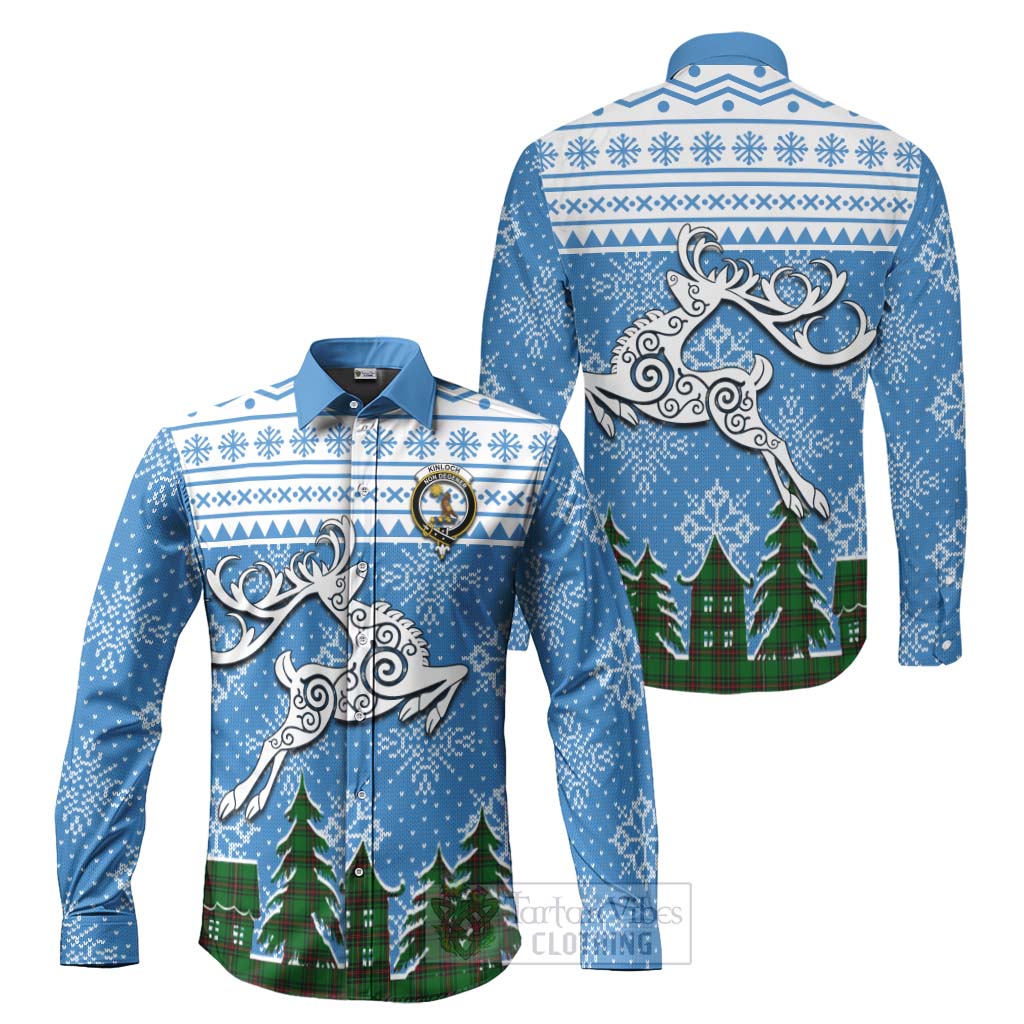 Kinloch Clan Christmas Long Sleeve Button Shirt Celtic Reindeer Style Men's Shirt S - Tartan Vibes Clothing