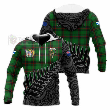 Kinloch Crest Tartan Knitted Hoodie with New Zealand Silver Fern Half Style Unisex Knitted Pullover Hoodie - Tartan Vibes Clothing