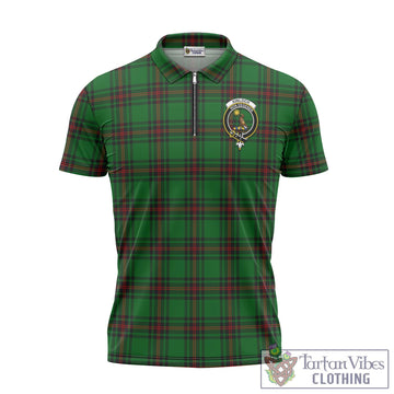 Kinloch Tartan Zipper Polo Shirt with Family Crest Unisex - Tartan Vibes Clothing