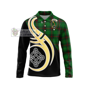 Kinloch Tartan Long Sleeve Polo Shirt with Family Crest and Celtic Symbol Style Unisex - Tartan Vibes Clothing