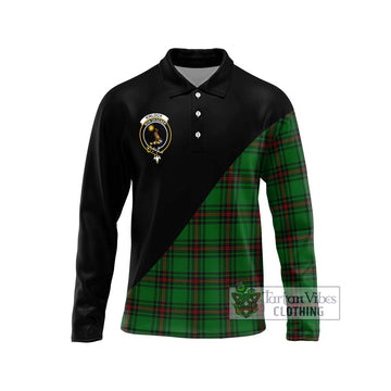 Kinloch Tartan Long Sleeve Polo Shirt with Family Crest and Military Logo Style Unisex - Tartan Vibes Clothing