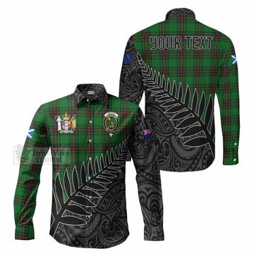Kinloch Crest Tartan Long Sleeve Button Shirt with New Zealand Silver Fern Half Style Men's Shirt S - Tartan Vibes Clothing