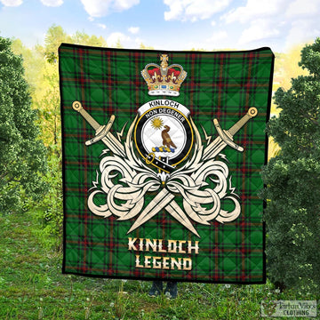 Kinloch Tartan Quilt with Clan Crest and the Golden Sword of Courageous Legacy Super King Quilt 91" x 110" - Tartan Vibes Clothing