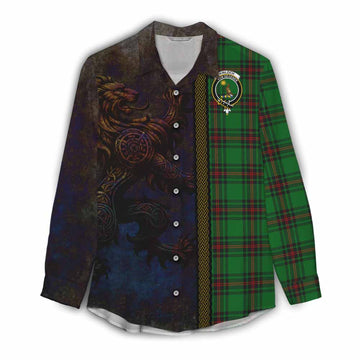Kinloch Tartan Family Crest Women's Casual Shirt Alba Gu Brath Be Brave Lion Ancient Style Female - Tartan Vibes Clothing