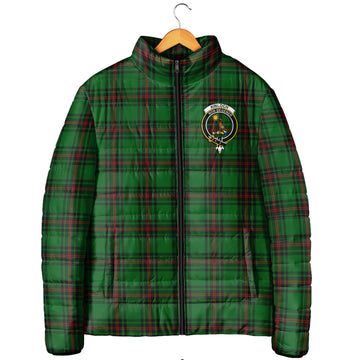 Kinloch Tartan Padded Jacket with Family Crest Men's Padded Jacket - Tartan Vibes Clothing