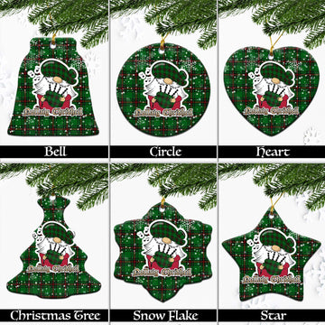 Kinloch Tartan Christmas Ceramic Ornaments with Scottish Gnome Playing Bagpipes Ceramic - Tartan Vibes Clothing