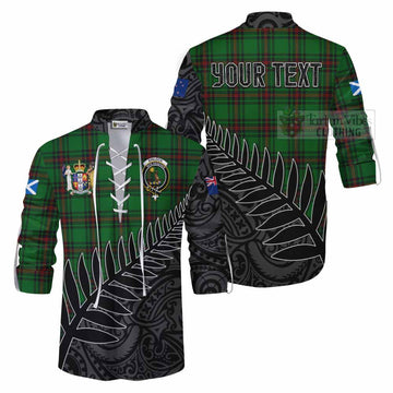 Kinloch Crest Tartan Ghillie Kilt Shirt with New Zealand Silver Fern Half Style Men - Tartan Vibes Clothing