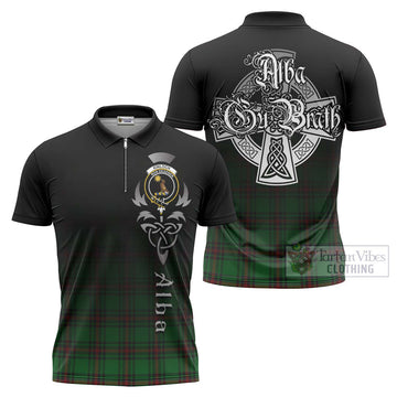 Tartan Vibes Clothing Kinloch Tartan Zipper Polo Shirt Featuring Alba Gu Brath Family Crest Celtic Inspired