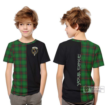 Kinloch Tartan Kid T-Shirt with Family Crest and Half Of Me Style Youth XL Size14 - Tartan Vibes Clothing
