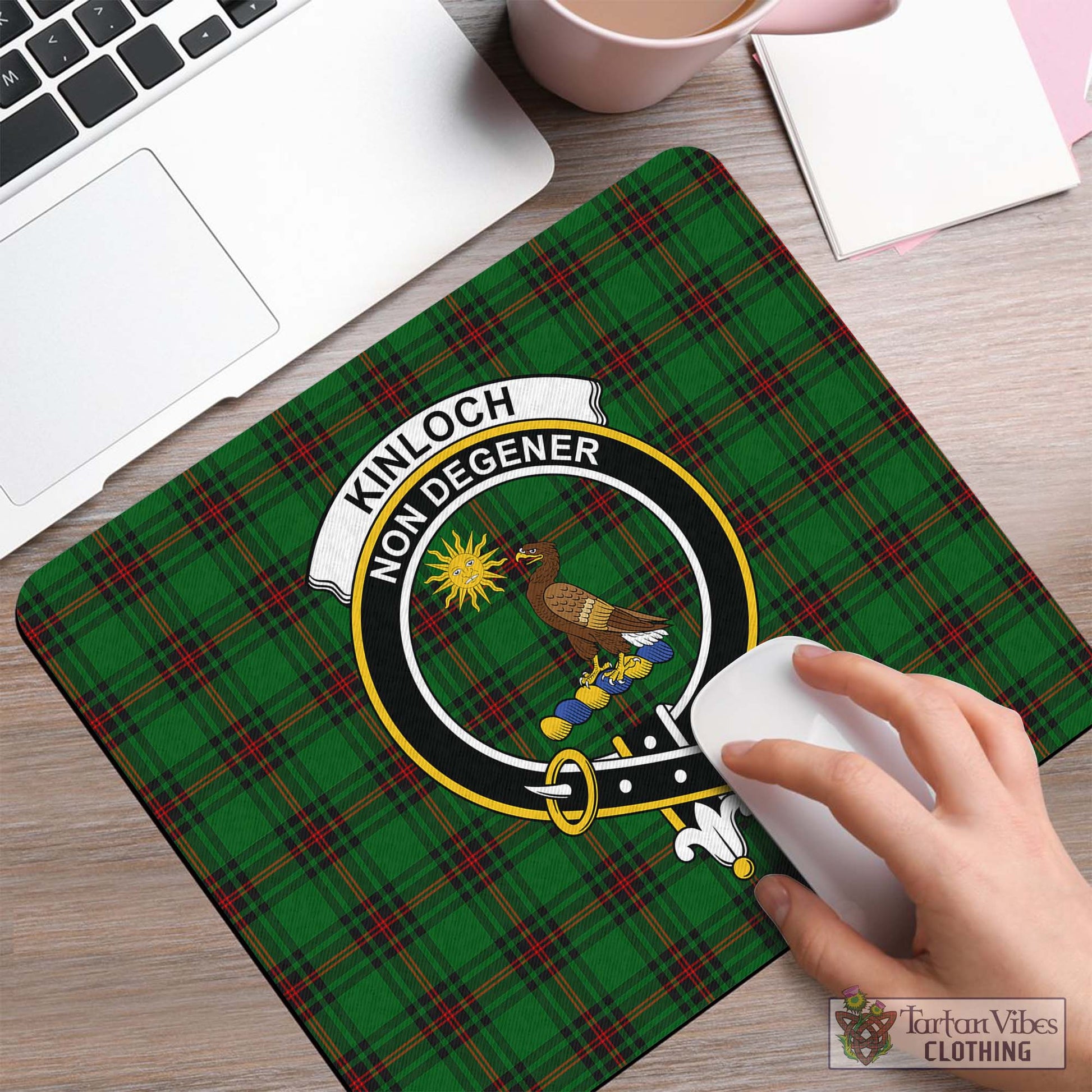 Tartan Vibes Clothing Kinloch Tartan Mouse Pad with Family Crest