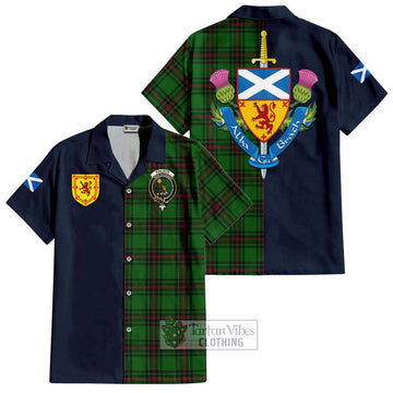 Kinloch Tartan Hawaiian Shirt Alba with Scottish Lion Royal Arm Half Style Kid - Tartan Vibes Clothing