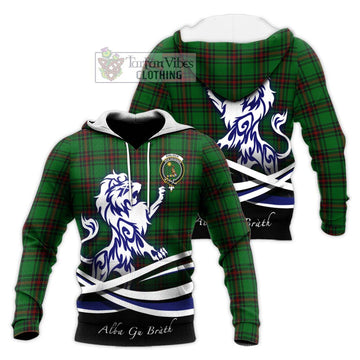 Kinloch Tartan Knitted Hoodie with Alba Gu Brath Regal Lion Emblem Unisex Knitted Pullover Hoodie - Tartan Vibes Clothing