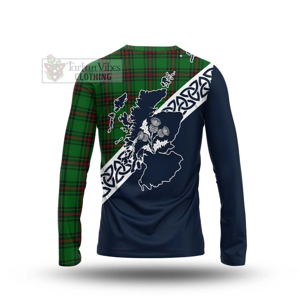 Kinloch Tartan Long Sleeve T-Shirt Featuring Thistle and Scotland Map - Tartan Vibes Clothing