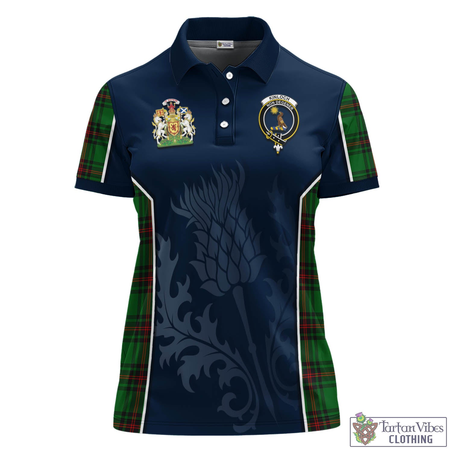 Tartan Vibes Clothing Kinloch Tartan Women's Polo Shirt with Family Crest and Scottish Thistle Vibes Sport Style
