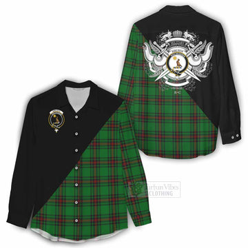 Kinloch Tartan Women's Casual Shirt with Family Crest and Military Logo Style - Tartan Vibes Clothing