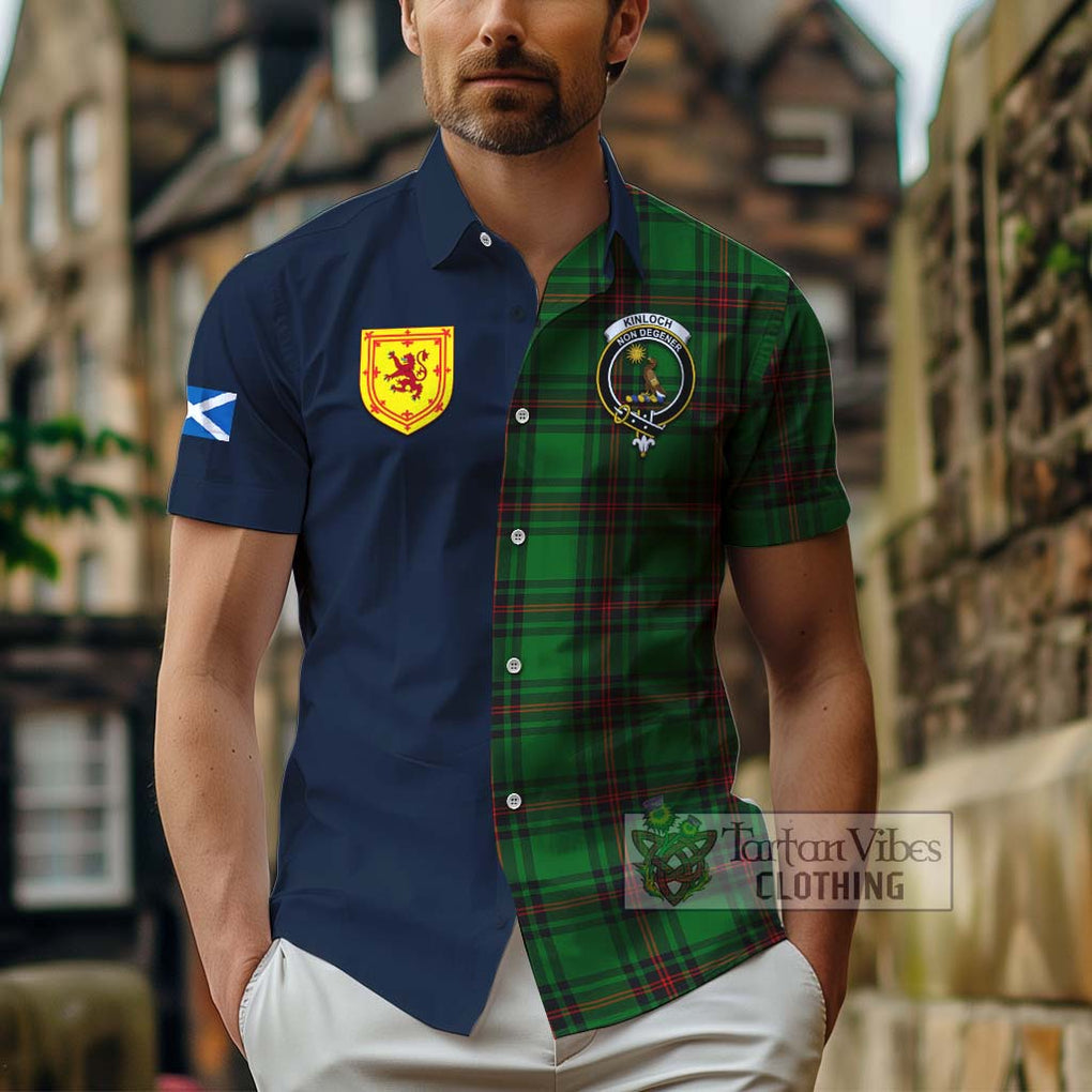 Kinloch Tartan Hawaiian Shirt Alba with Scottish Lion Royal Arm Half Style - Tartan Vibes Clothing