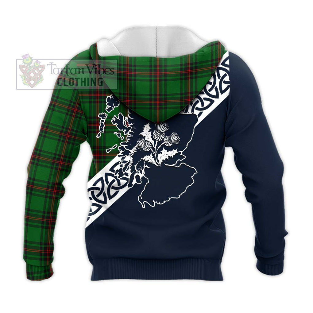 Kinloch Tartan Knitted Hoodie Featuring Thistle and Scotland Map - Tartan Vibes Clothing