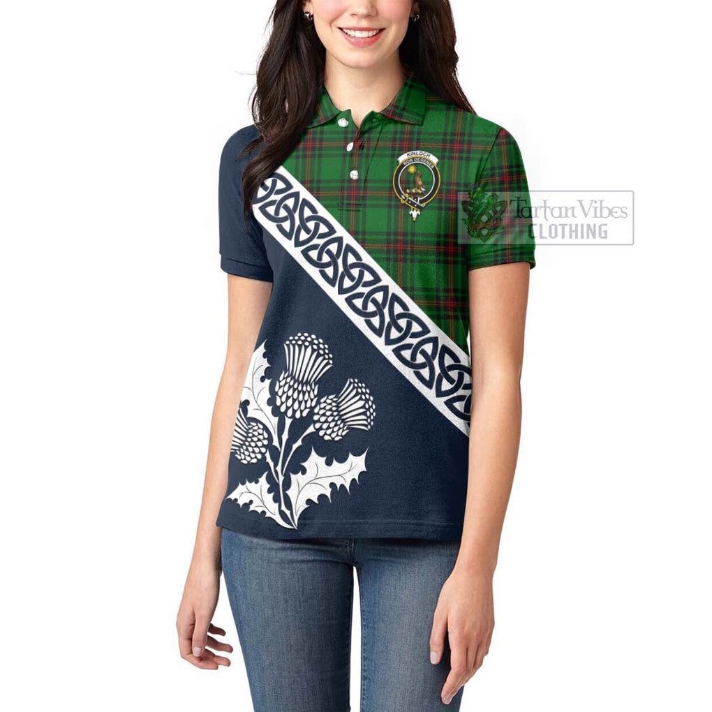 Kinloch Tartan Women's Polo Shirt Featuring Thistle and Scotland Map - Tartanvibesclothing Store
