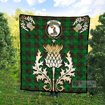 Kinloch Tartan Quilt with Family Crest and Golden Thistle Style - Tartan Vibes Clothing