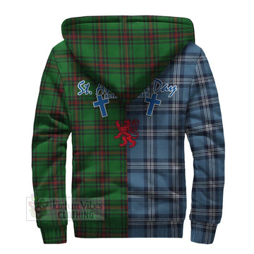 Kinloch Tartan Sherpa Hoodie Happy St. Andrew's Day Half Tartan Style - Tartan Vibes Clothing
