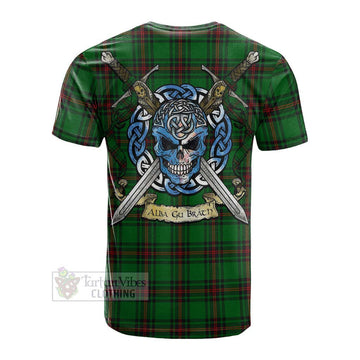Kinloch Tartan Cotton T-shirt with Family Crest Celtic Skull Style Men's Shirt - Tartan Vibes Clothing