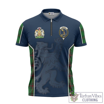 Kinloch Tartan Zipper Polo Shirt with Family Crest and Lion Rampant Vibes Sport Style