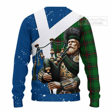 Kinloch Tartan Knitted Sweater with Family Crest Scottish Bagpiper Vibes - Tartan Vibes Clothing