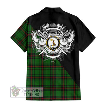 Kinloch Tartan Hawaiian Shirt with Family Crest and Military Logo Style - Tartan Vibes Clothing