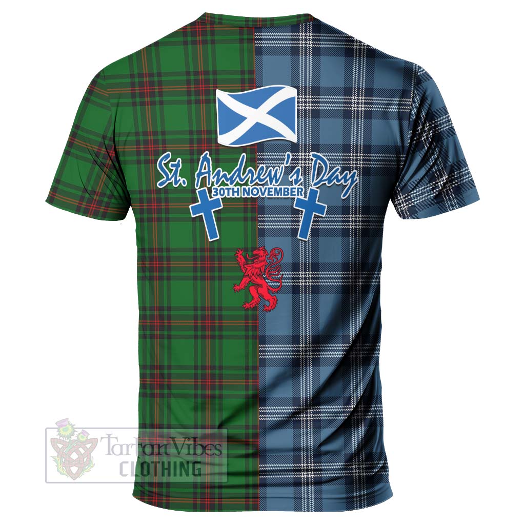 Kinloch Tartan T-Shirt Happy St. Andrew's Day Half Tartan Style - Tartan Vibes Clothing