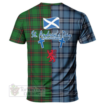 Kinloch Tartan T-Shirt Happy St. Andrew's Day Half Tartan Style - Tartan Vibes Clothing