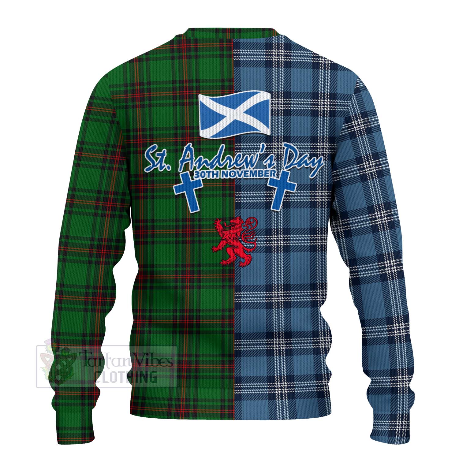 Kinloch Tartan Knitted Sweater Happy St. Andrew's Day Half Tartan Style - Tartan Vibes Clothing