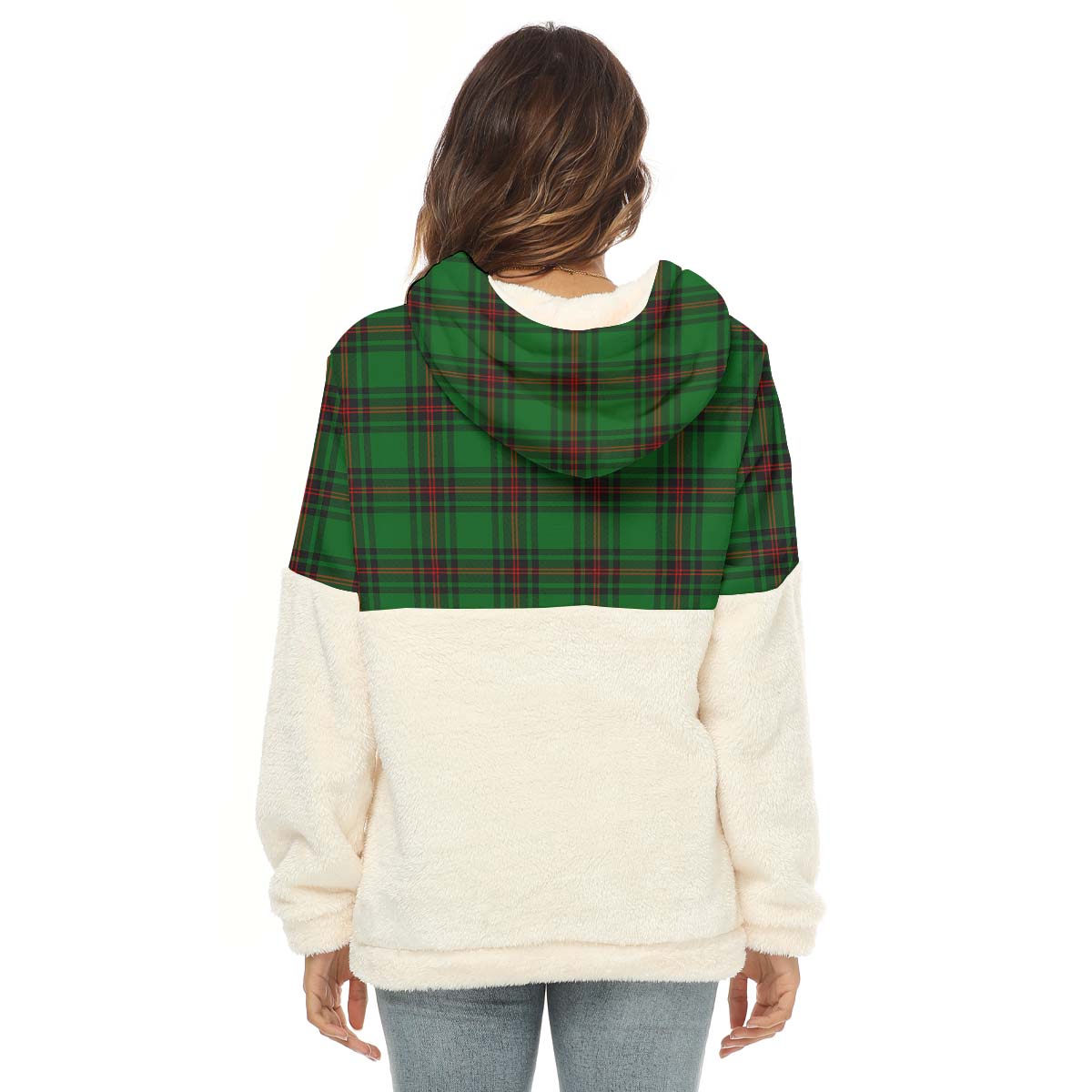 Kinloch Tartan Half Style Women's Borg Fleece Hoodie with Half Zip - Tartan Vibes Clothing