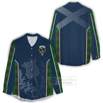 Tartan Vibes Clothing Kinloch Tartan Women's Casual Shirt with Family Crest and Scottish Thistle Vibes Sport Style