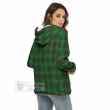 Kinloch Tartan Women's Borg Fleece Hoodie with Half Zip with Family Crest - Tartan Vibes Clothing