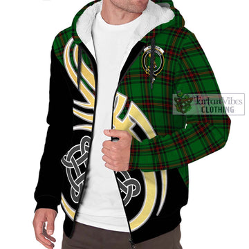 Kinloch Tartan Sherpa Hoodie with Family Crest and Celtic Symbol Style - Tartan Vibes Clothing