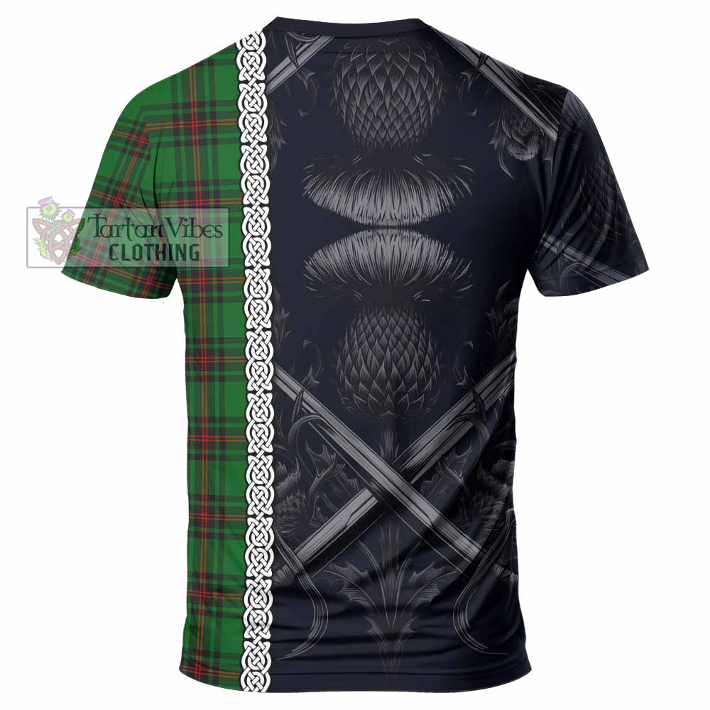 Kinloch Tartan T-Shirt with Family Crest Cross Sword Thistle Celtic Vibes - Tartan Vibes Clothing