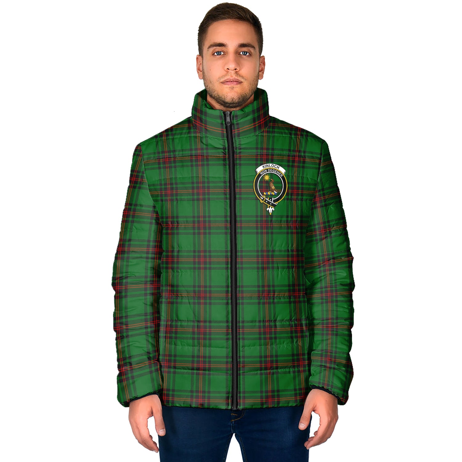 Kinloch Tartan Padded Jacket with Family Crest - Tartan Vibes Clothing