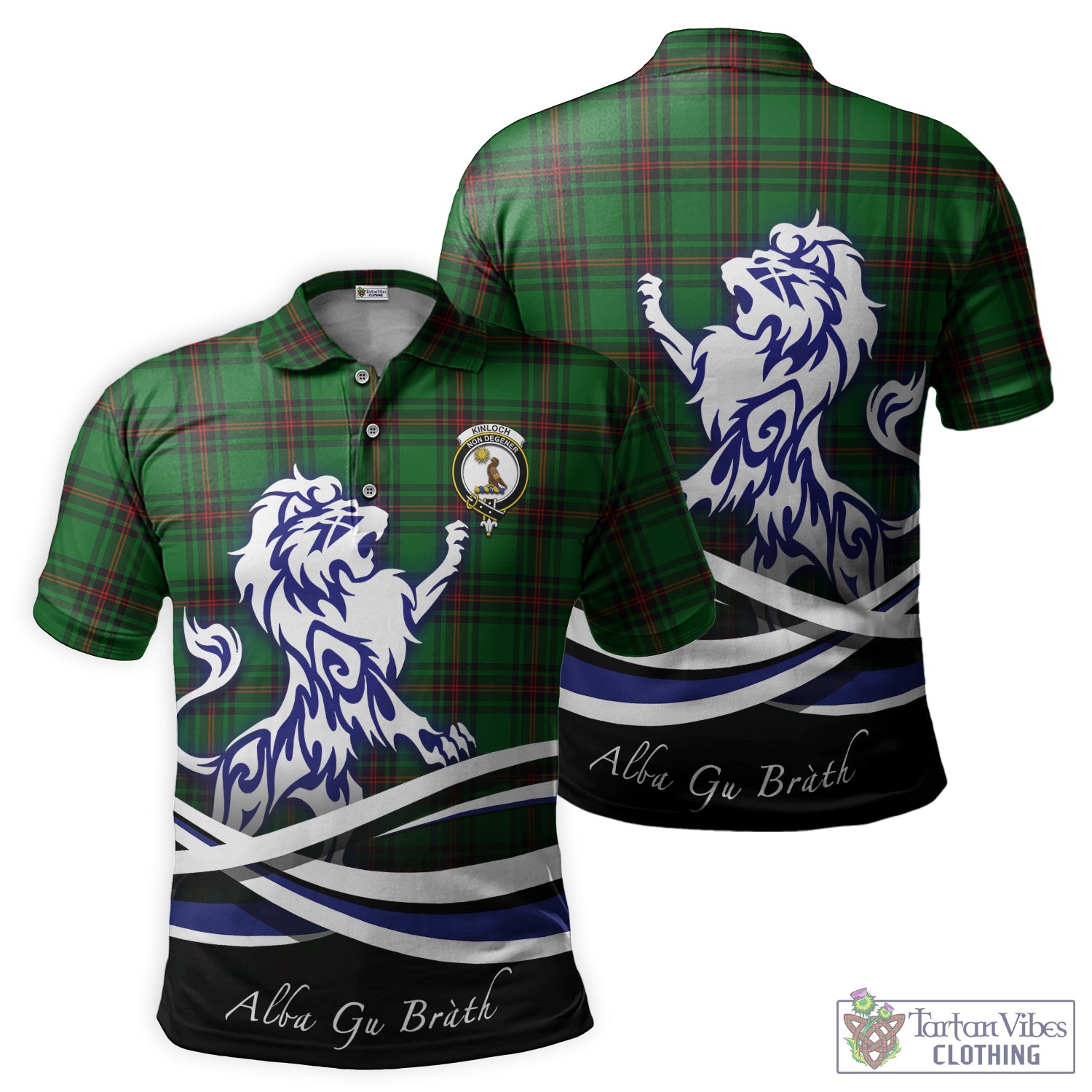 Kinloch Tartan Polo Shirt with Alba Gu Brath Regal Lion Emblem - Tartan Vibes Clothing
