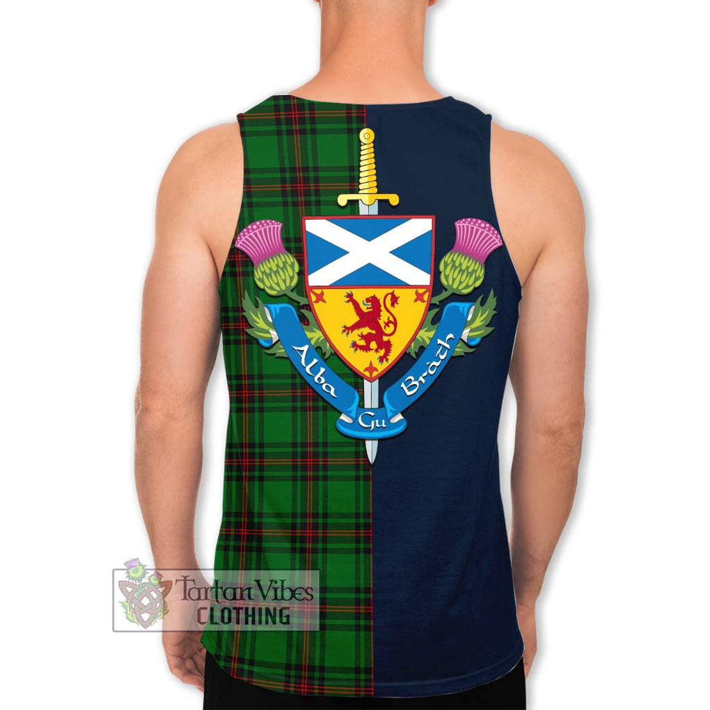 Kinloch Tartan Men's Tank Top Alba with Scottish Lion Royal Arm Half Style - Tartan Vibes Clothing