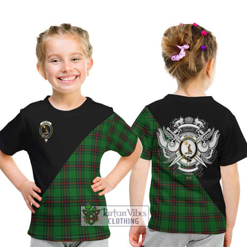 Kinloch Tartan Kid T-Shirt with Family Crest and Military Logo Style - Tartan Vibes Clothing