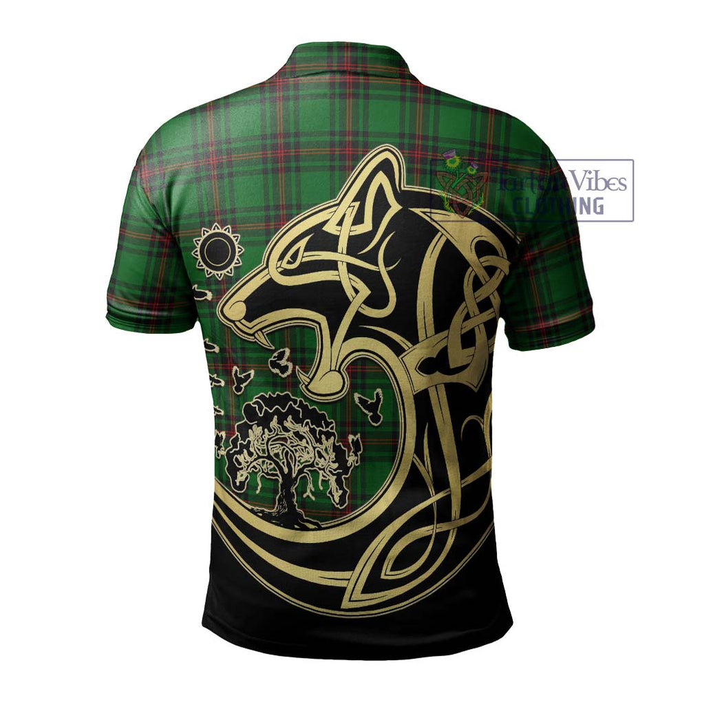 Kinloch Tartan Polo Shirt with Family Crest Celtic Wolf Style - Tartan Vibes Clothing