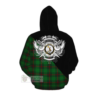 Kinloch Tartan Cotton Hoodie with Family Crest and Military Logo Style Pullover Hoodie - Tartan Vibes Clothing